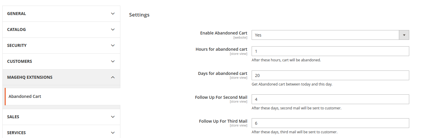 Magento Abandoned Cart