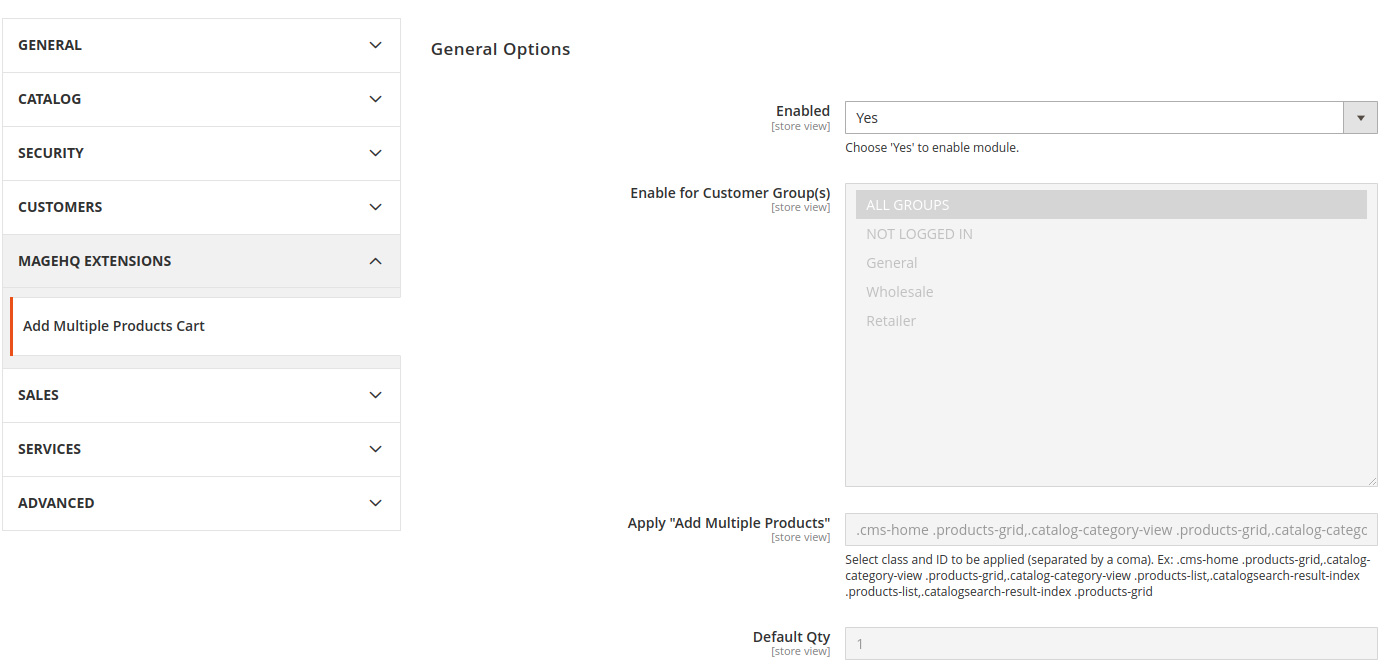 Add Multiple Products configuration