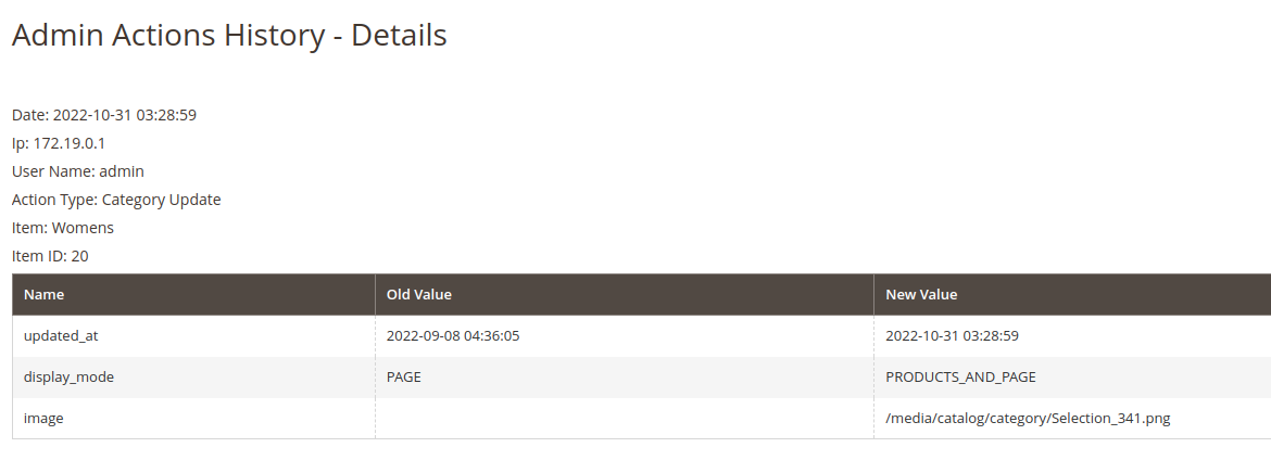 Magento 2 Admin Actions Log Extension
