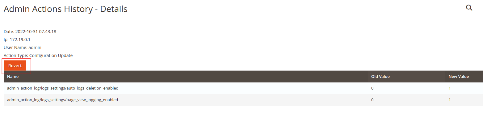 Magento 2 Admin Actions Log Extension