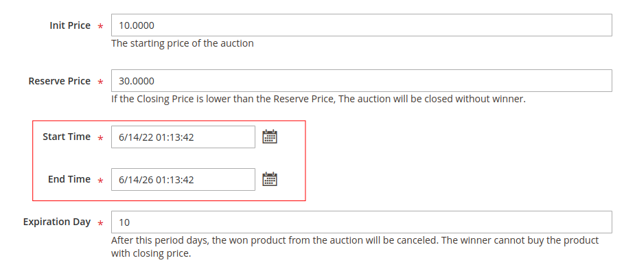 Auction extension for Magento 2