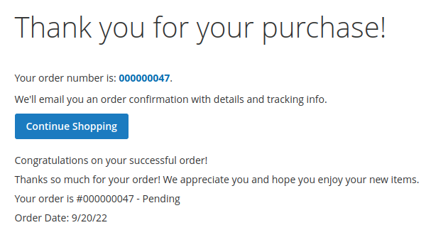 Magento 2 Checkout Success Page