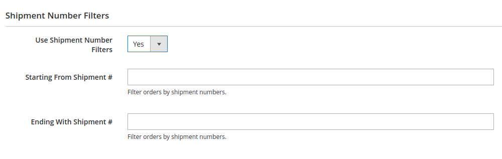 Export Orders with Shipment Number Filters