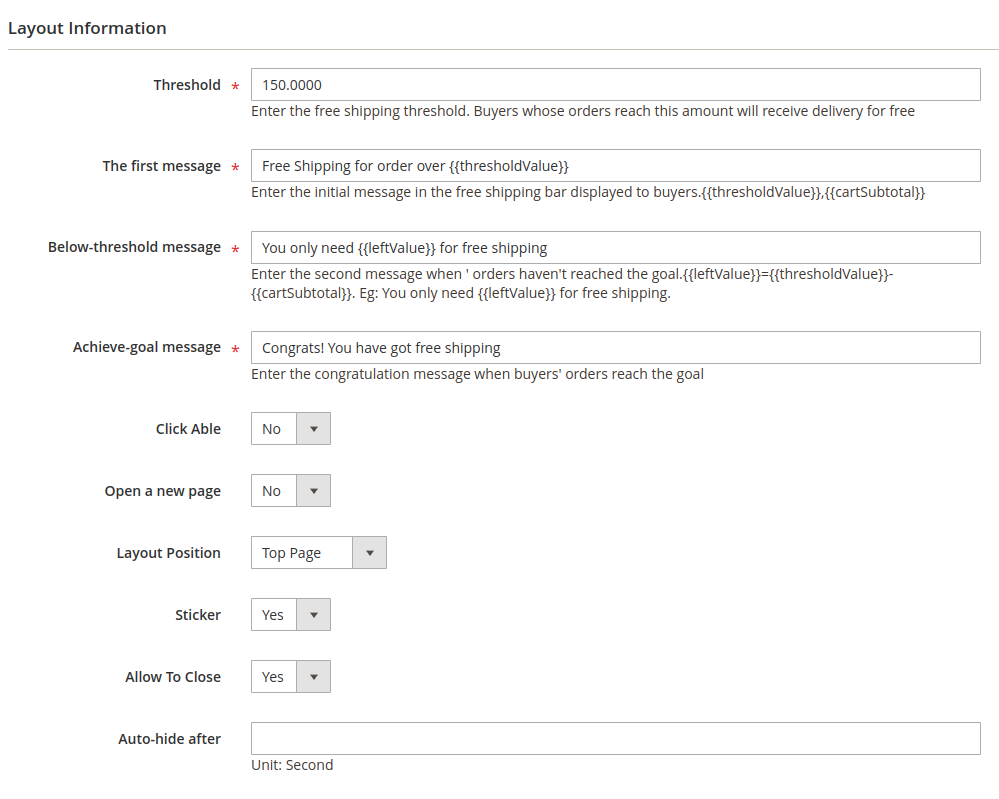 Magento Free Shipping Bar