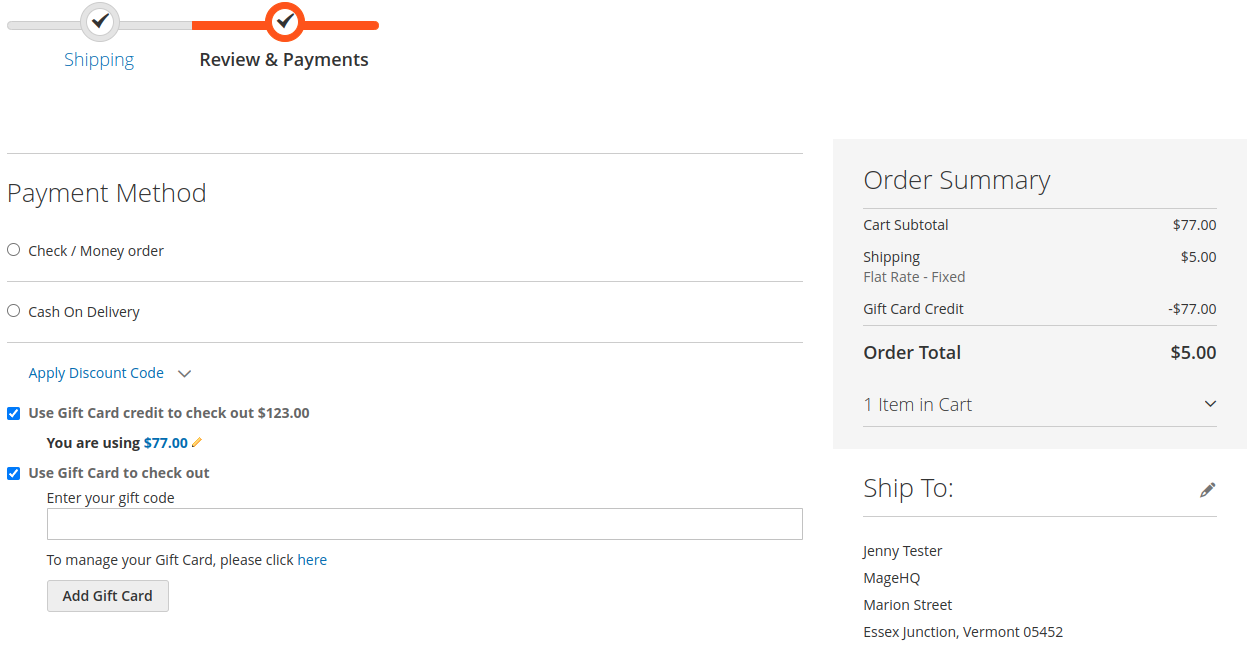 Gift Cards for Magento 2