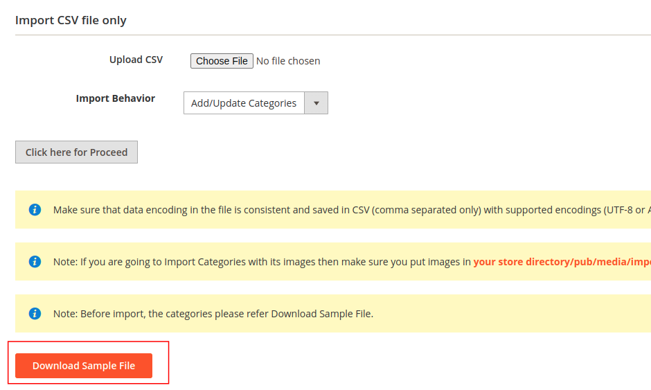 Import Categories Magento 2