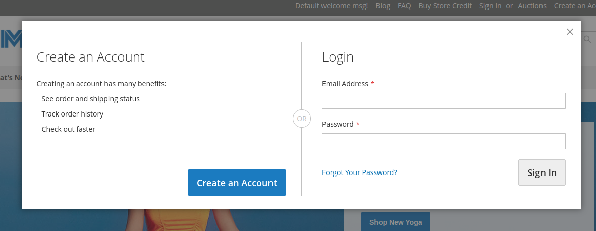 Login Popup for Magento 2