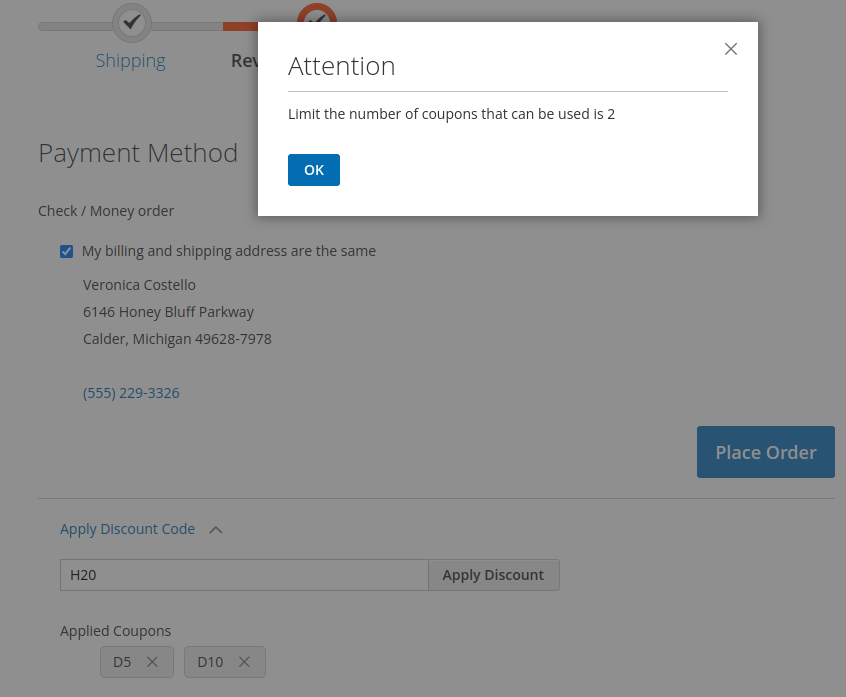 Magento 2 Multiple Coupons