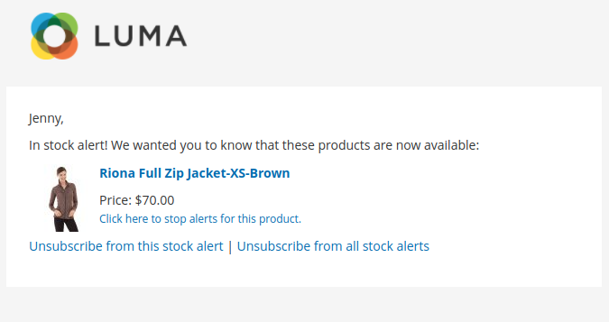 Out of Stock Notification extension