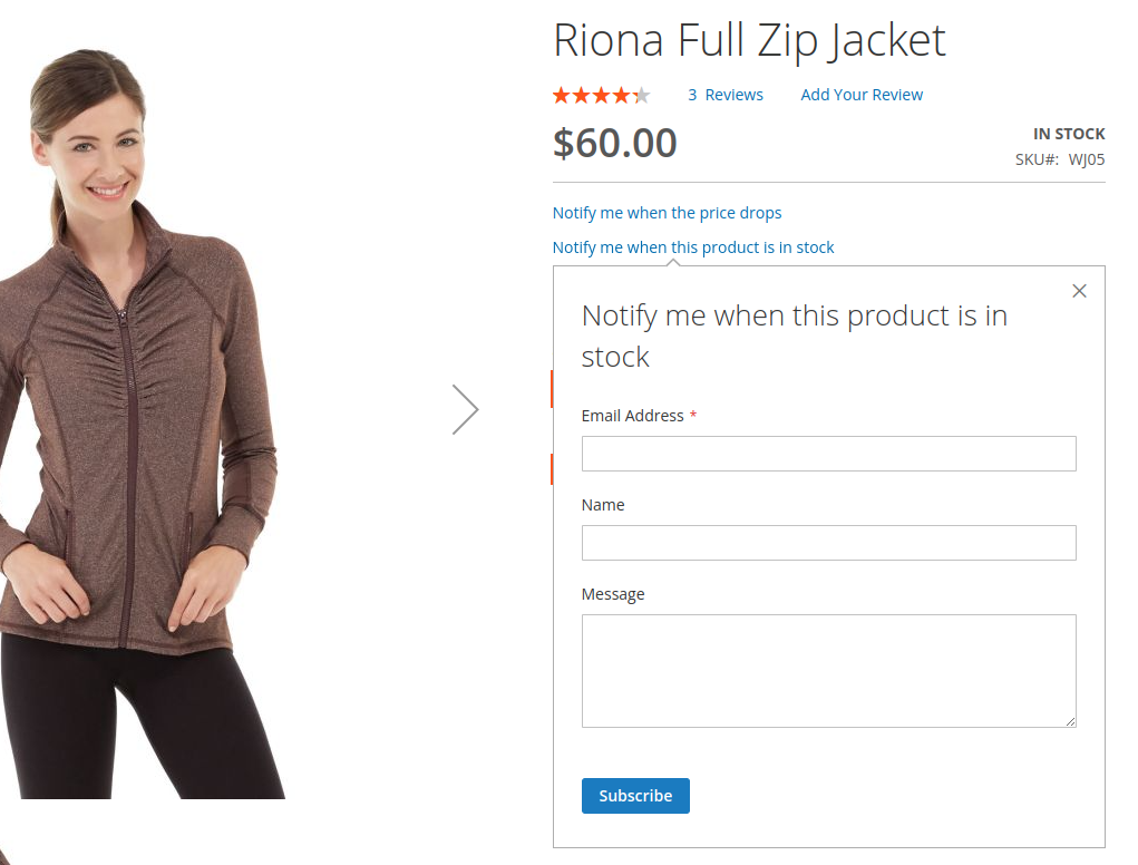 Magento 2 Out of Stock Notification