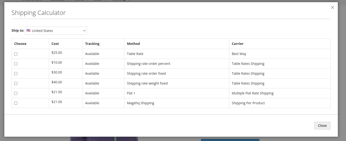 Magento 2 Shipping Calculator