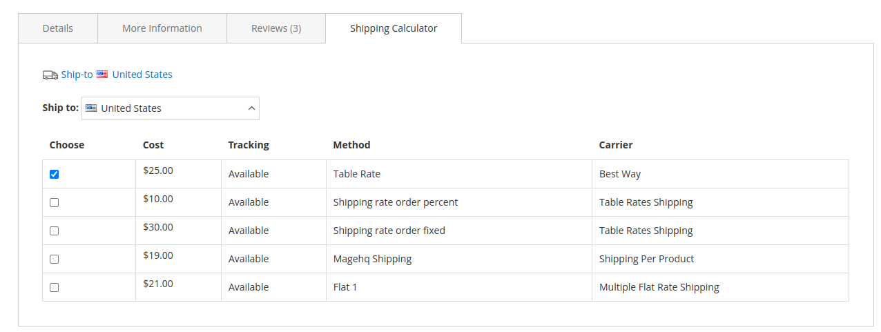 Magento 2 Shipping Calculator