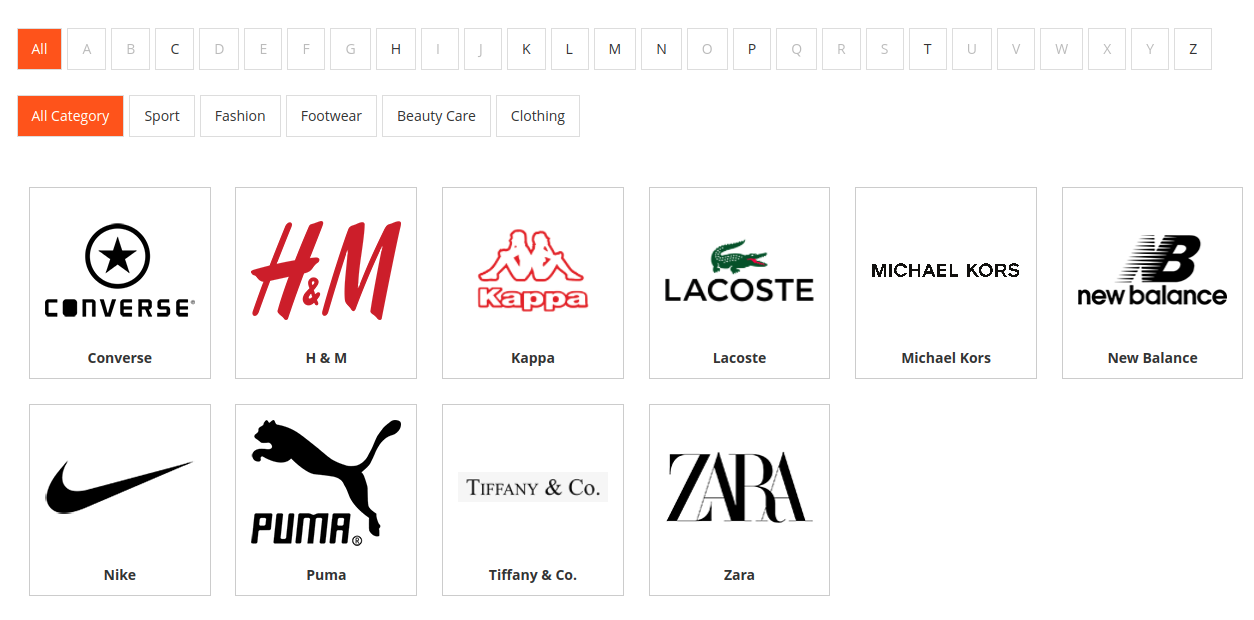 Shop by Brand Magento 2