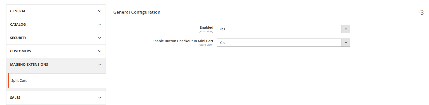 Magento 2 Split Cart Setting