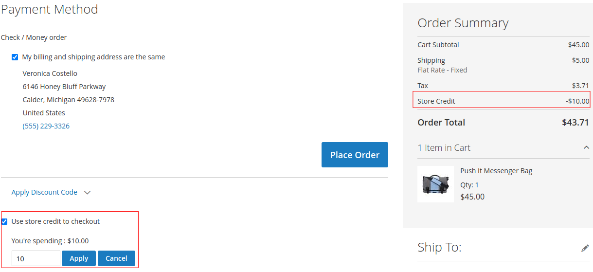 Magento 2 Store Credit extension